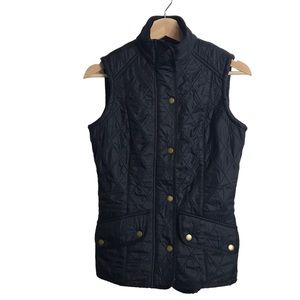 Barbour Size 4 Women Black Cavalry Fleece-Lined Quilted Vest